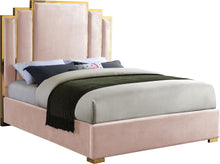 Load image into Gallery viewer, Hugo Pink Velvet Queen Bed image