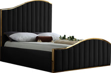 Load image into Gallery viewer, Jolie Black Velvet Queen Bed (3 Boxes) image