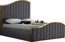 Load image into Gallery viewer, Jolie Grey Velvet King Bed (3 Boxes) image