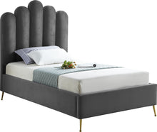 Load image into Gallery viewer, Lily Grey Velvet Twin Bed image