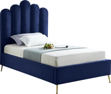 Load image into Gallery viewer, Lily Navy Velvet Twin Bed image