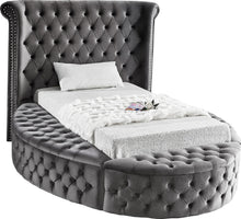 Load image into Gallery viewer, Luxus Grey Velvet Twin Bed (3 Boxes) image