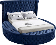 Load image into Gallery viewer, Luxus Navy Velvet Queen Bed (3 Boxes) image