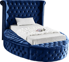 Load image into Gallery viewer, Luxus Navy Velvet Twin Bed (3 Boxes) image