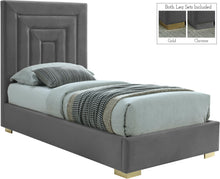 Load image into Gallery viewer, Nora Grey Velvet Twin Bed image