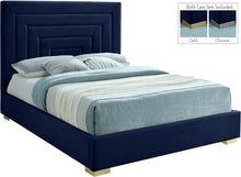 Load image into Gallery viewer, Nora Navy Velvet King Bed image