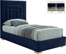 Load image into Gallery viewer, Nora Navy Velvet Twin Bed image