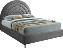 Load image into Gallery viewer, Rainbow Grey Velvet Queen Bed image