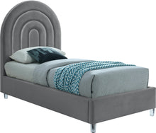 Load image into Gallery viewer, Rainbow Grey Velvet Twin Bed image