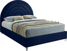 Load image into Gallery viewer, Rainbow Navy Velvet Queen Bed image