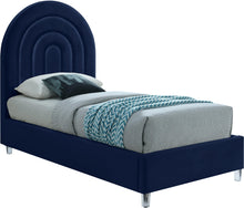 Load image into Gallery viewer, Rainbow Navy Velvet Twin Bed image