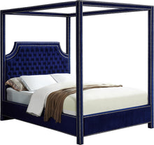 Load image into Gallery viewer, Rowan Navy Velvet Queen Bed (3 Boxes) image