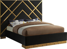 Load image into Gallery viewer, Vector Black Velvet Queen Bed image