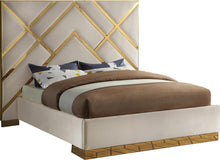 Load image into Gallery viewer, Vector Cream  Velvet Queen Bed image