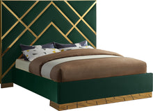 Load image into Gallery viewer, Vector Green Velvet King Bed image