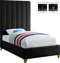 Load image into Gallery viewer, Via Black Velvet Twin Bed image