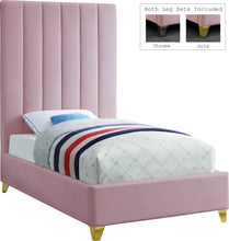 Load image into Gallery viewer, Via Pink Velvet Twin Bed image