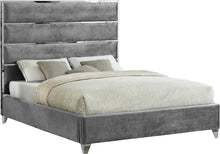 Load image into Gallery viewer, Zuma Grey Velvet Queen Bed image
