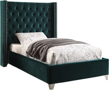 Load image into Gallery viewer, Aiden Green Velvet Twin Bed image
