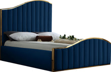Load image into Gallery viewer, Jolie Navy Velvet King Bed (3 Boxes) image