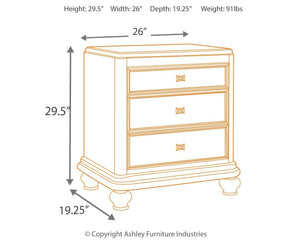 Coralayne - Three Drawer Night Stand