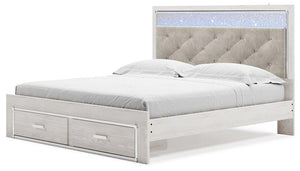 Altyra White King Upholstered Storage Bed