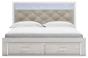 Altyra White King Upholstered Storage Bed