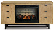 Load image into Gallery viewer, Freslowe Light Brown/Black TV Stand with Electric Fireplace
