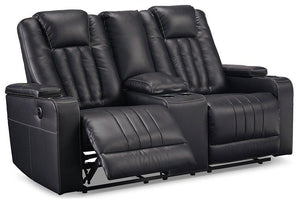 Center Point Black Reclining Loveseat with Console