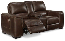 Load image into Gallery viewer, Alessandro Walnut Power Reclining Loveseat with Console
