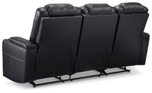 Load image into Gallery viewer, Center Point Black Reclining Sofa with Drop Down Table
