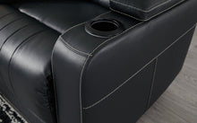 Load image into Gallery viewer, Center Point Black Reclining Sofa with Drop Down Table
