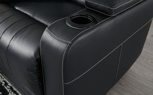 Center Point Black Reclining Sofa with Drop Down Table