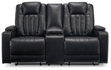 Load image into Gallery viewer, Center Point Black Reclining Loveseat with Console
