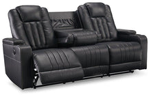 Load image into Gallery viewer, Center Point Black Reclining Sofa with Drop Down Table
