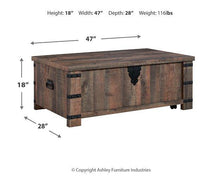 Load image into Gallery viewer, Hollum Rustic Brown Lift-Top Coffee Table
