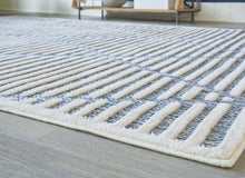 Load image into Gallery viewer, Finnlett Cream/Blue 7&#39;10&quot; x 9&#39;10&quot; Rug
