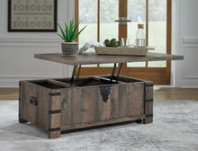 Load image into Gallery viewer, Hollum Rustic Brown Lift-Top Coffee Table
