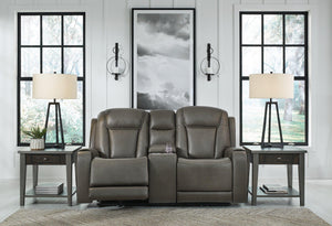 Card Player Smoke Power Reclining Loveseat