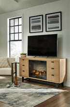 Load image into Gallery viewer, Freslowe Light Brown/Black TV Stand with Electric Fireplace
