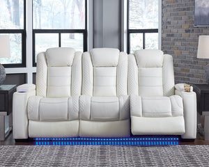 Party Time White Power Reclining Sofa and Loveseat