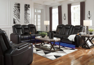 Party Time Midnight Power Reclining Sofa and Loveseat with Power Recliner