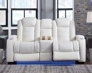 Party Time White Power Reclining Sofa and Loveseat