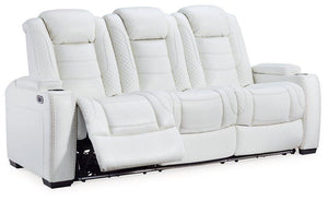 Party Time White Power Reclining Sofa and Loveseat