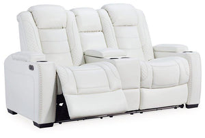 Party Time White Power Reclining Sofa and Loveseat