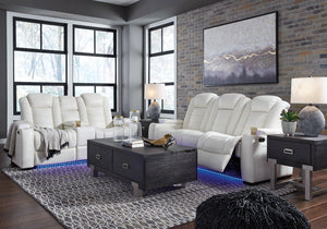 Party Time White Power Reclining Sofa and Loveseat