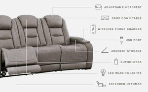 The Man-den - Pwr Rec Sofa With Adj Headrest