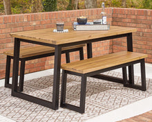 Load image into Gallery viewer, Town Wood Brown/Black Outdoor Dining Table Set (Set of 3)
