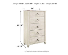 Load image into Gallery viewer, Willowton - Five Drawer Chest
