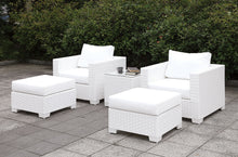 Load image into Gallery viewer, Somani Light Gray Wicker/Ivory Cushion 2 Chairs + 2 Ottomans + End Table
